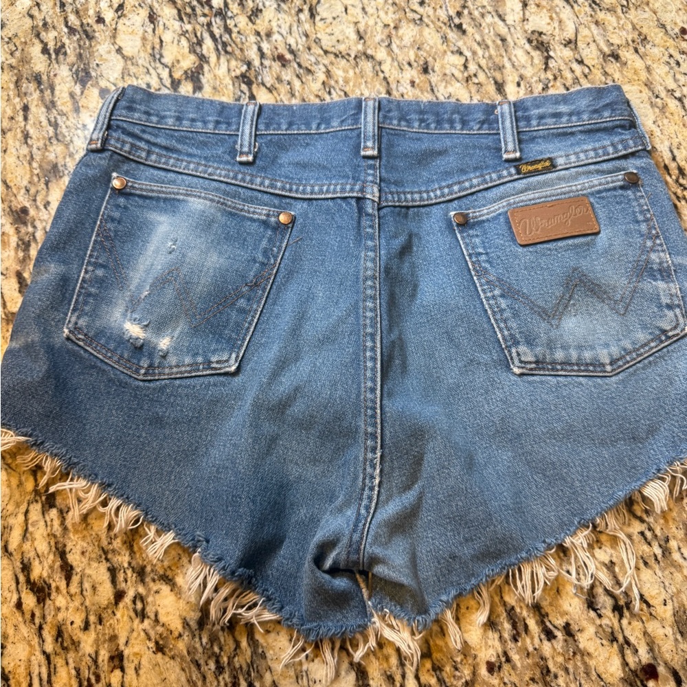 Wrangler Women's Frayed Hem Blue Jean Shorts